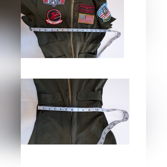 Top Gun Flight Suit Costume. Maverick. Zip Up Form Fitting Pilot Suit/ Jumper - Picture 3 of 11
